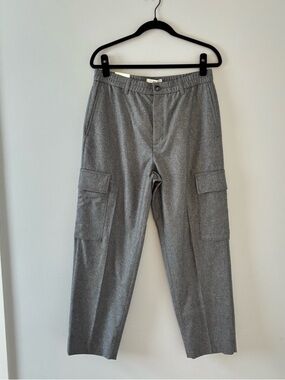 Banana Republic NWT Wool Cargo Straight Leg Pants Ankle Cropped Pockets Grey